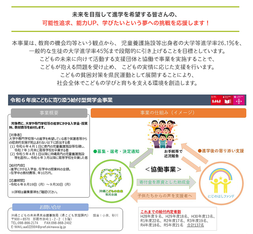 こどもに寄り添う給付型奨学金事業